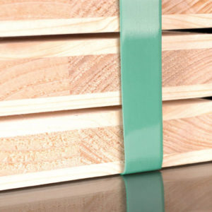 Extruded green Polyester Strap application on wood